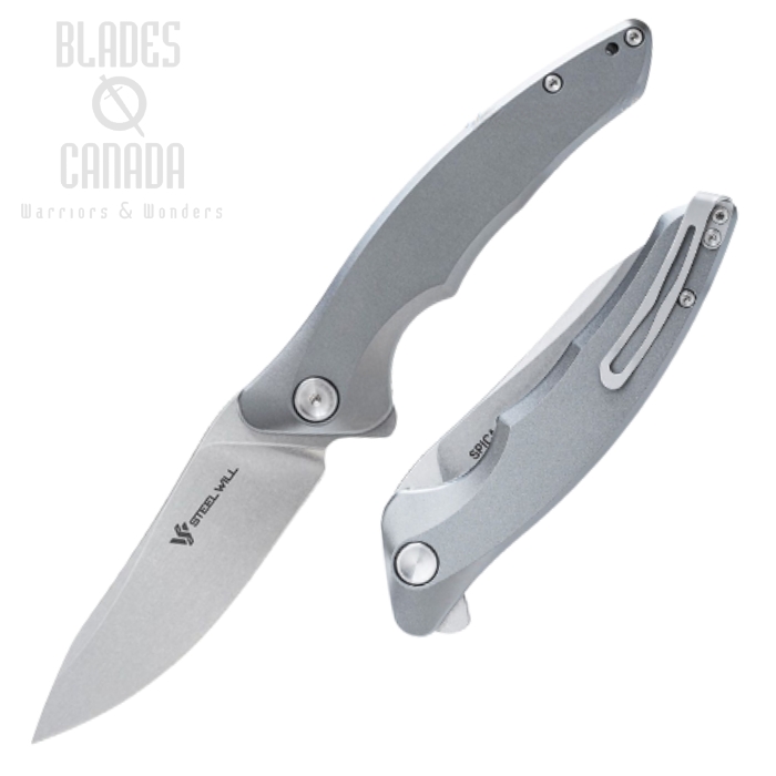 Steel Will Spica Flipper Folding Knife, 154CM SW, Aluminum Silver, SMGF4427